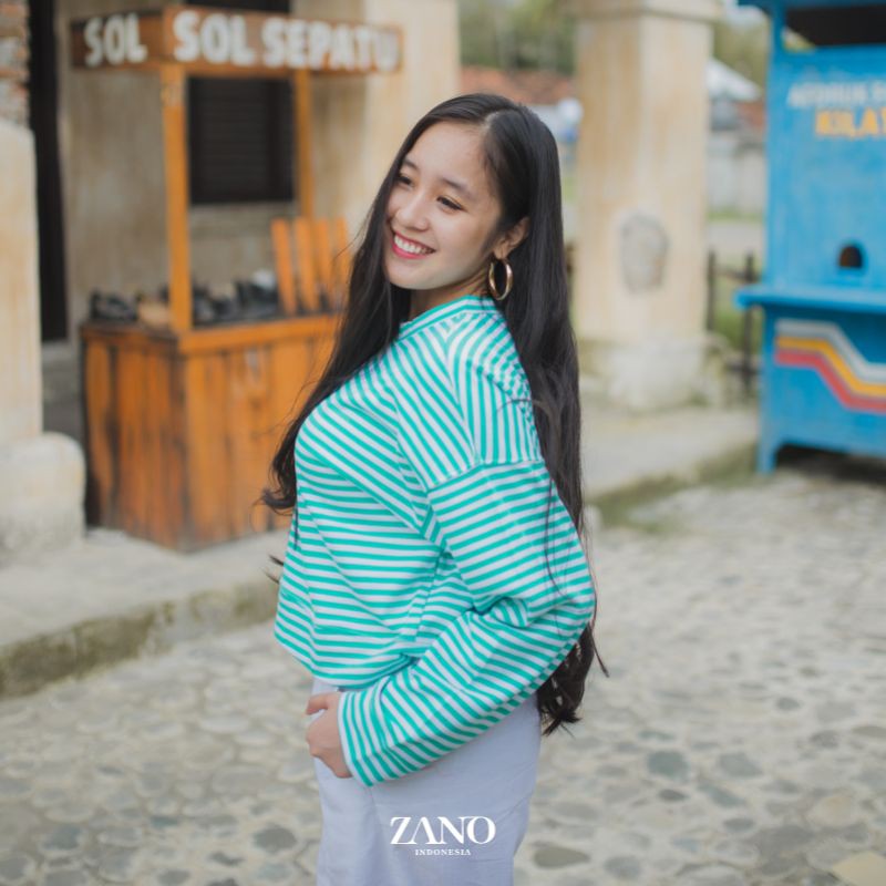 ZANO BASICS Sweater Crop Salur Turquaise Green