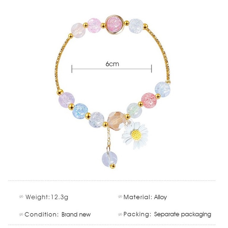 New crystal beaded fashion girl heart simple and sweet pop flower crystal small daisy bracelet