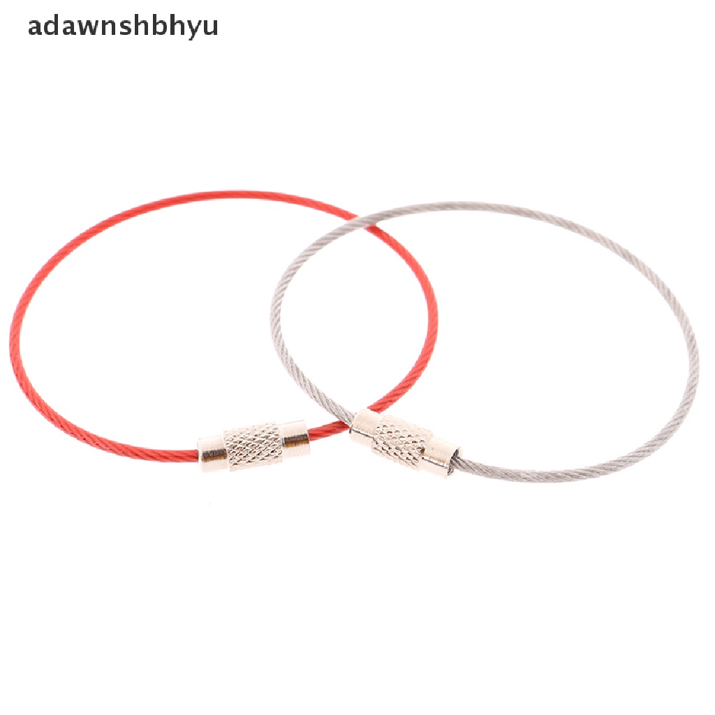 Adawnshbhyu 10Pcs Stainless Steel Gantungan Kunci Tali Kawat Cable Loop Screw Lock Gadget Ring