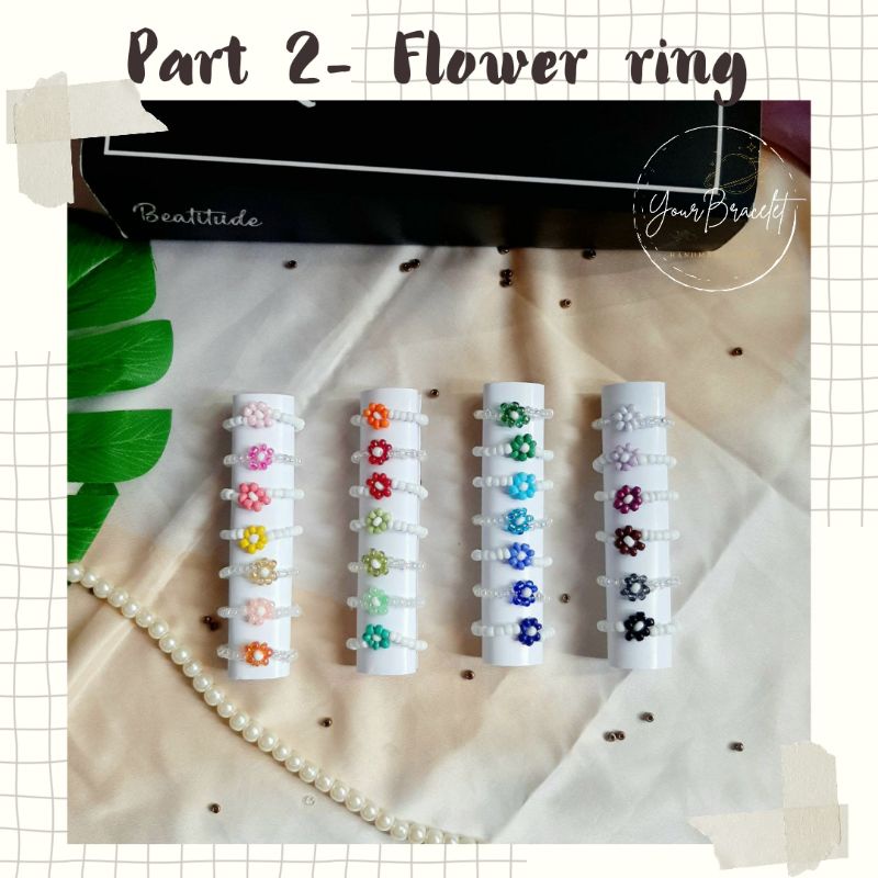 [R2] PRE ORDER! Flower | Cincin manik bunga daisy | Ring beaded daisy | Beads | Cincin lucu aksesoris wanita