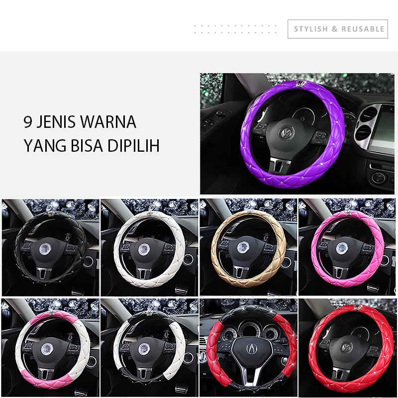 Sarung Setir Mobil Premium Diameter 38cm Royal Crown Steering Cover