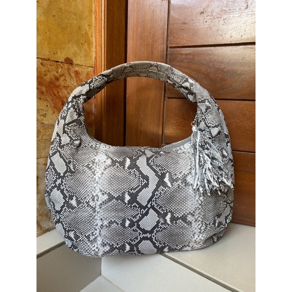Hobo bags kulit ular python asli dan bulu kambing asli