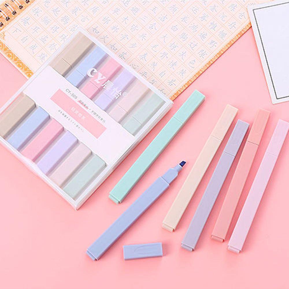 Agustina Soft Tip Stabilo Warna Cahaya Kawaii Kantor Perlengkapan Sekolah Jurnal Pelindung Mata Fluorescent Pen