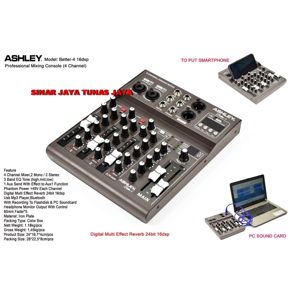 Mixer Ashley Better 4 Original Better 4 effect reverb new terbaru