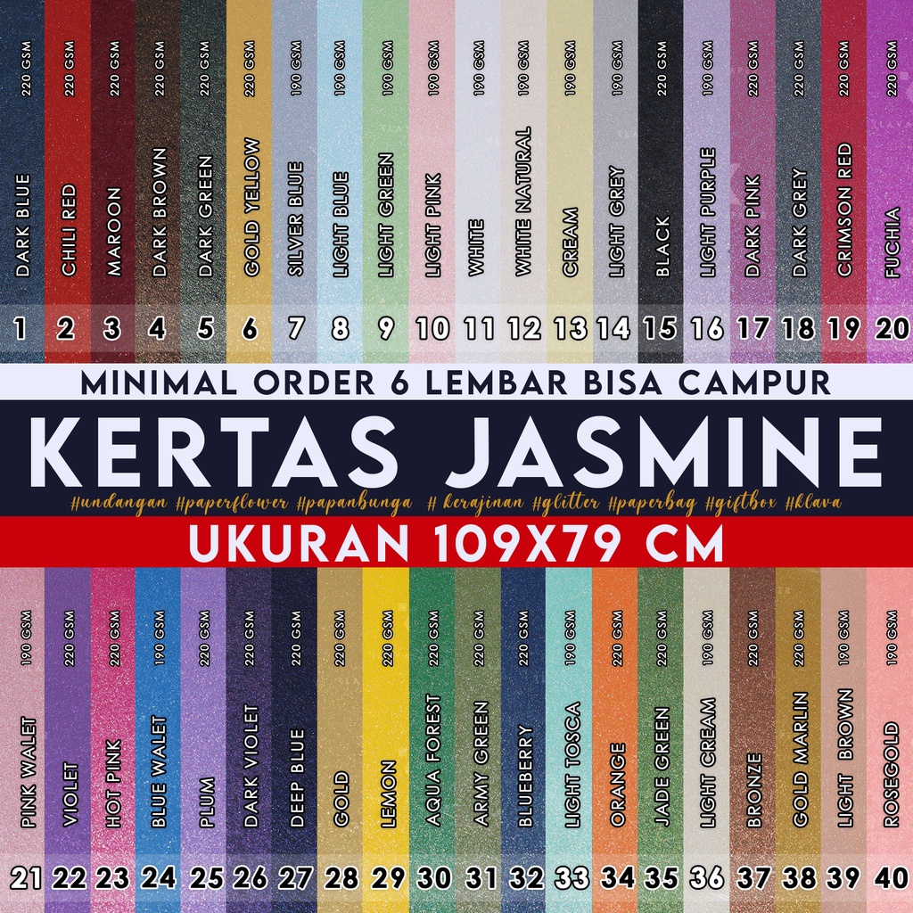 Jual Kertas Jasmine Plano 79 X 109 Cm Kertas Undangan, Kerajinan, Kartu ...