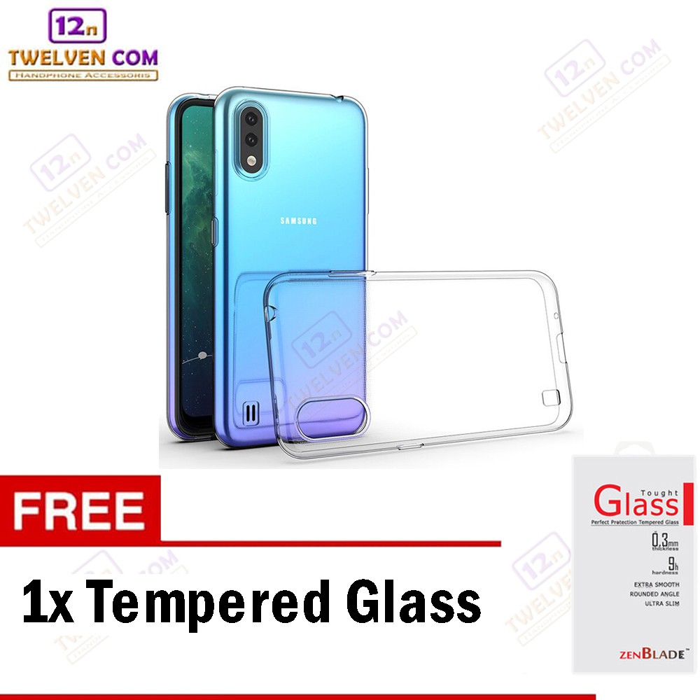 Anti Shock Anti Crack Softcase Casing for Samsung A01 - Free Tempered Glass