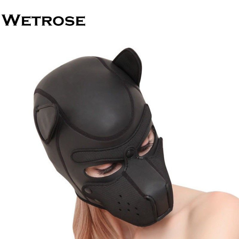 【Wetrose】 Halloween Helm Anjing Bahan Kulit Untuk Cosplay Costume Dog Head Leather Night Club K9