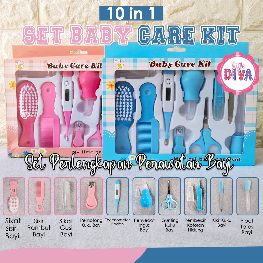 6in1 &amp; 10in1 SET BABY CARE KIT Perlengkapan Perawatan Bayi Sisir Bulu Gunting Kuku Pipet chn