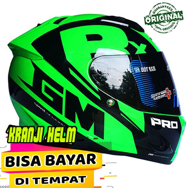 Helm / Helm fullface / Helm gm race pro zr 650 green fluo terlaris
