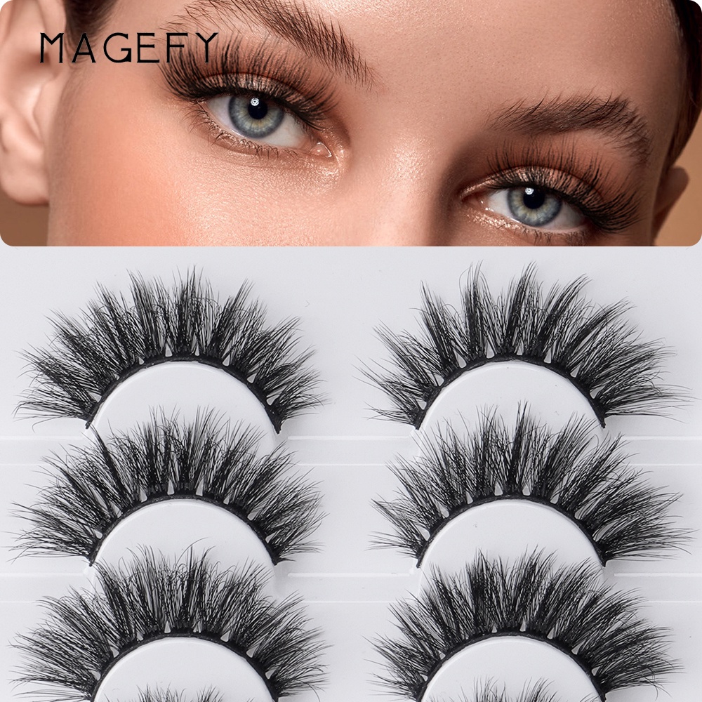 Magefy 8 Pairs 3D Natural False Eyelashes/Thin Long Extensions Thick Curls False Eyelashes