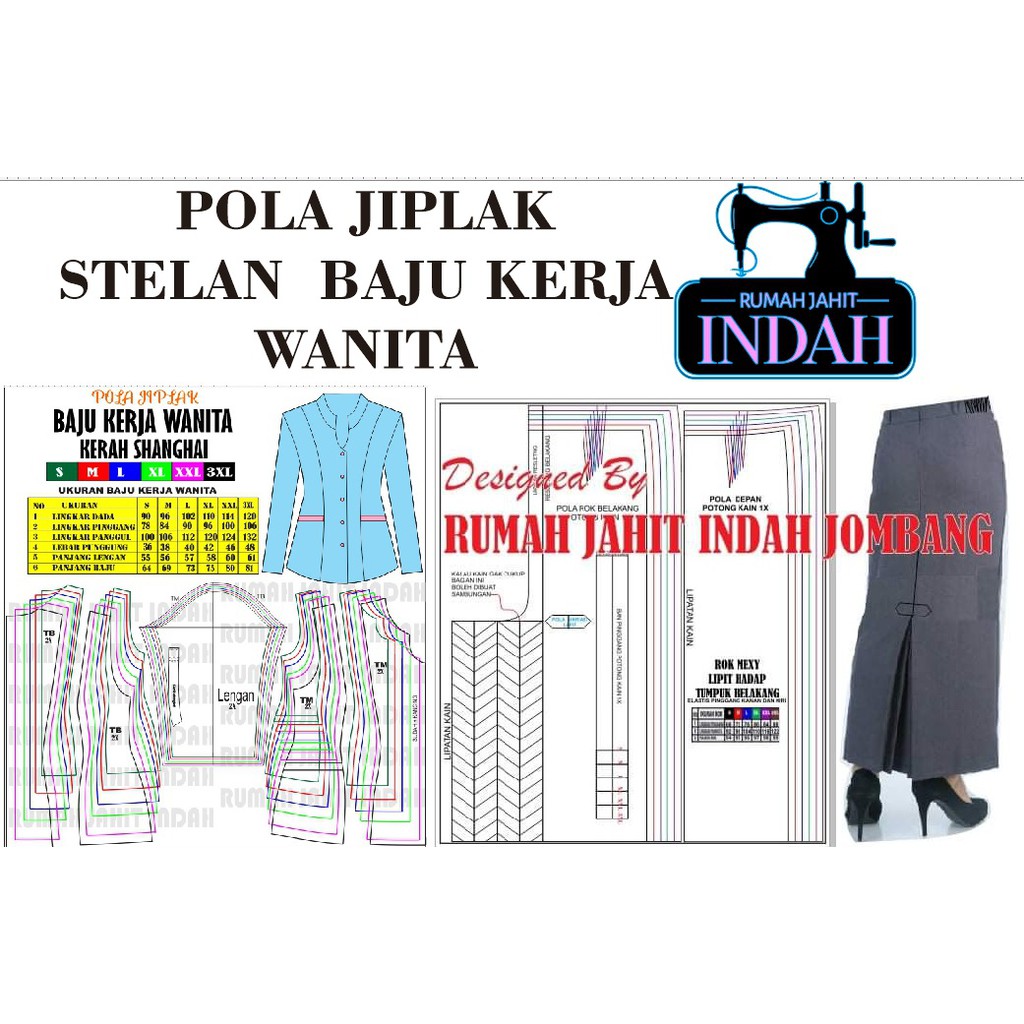 Pola baju pola jahit STELAN Baju Keki wanita  ukuran S - 3XL Pola baju guru