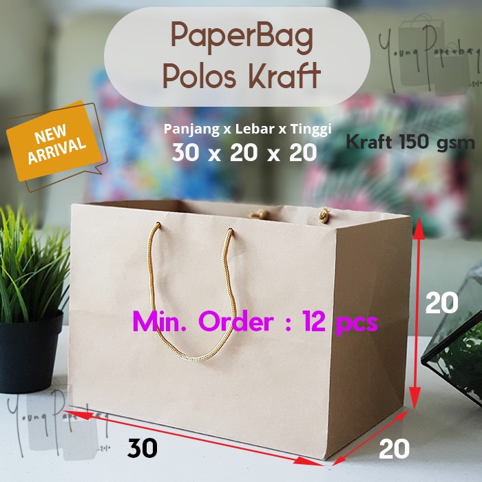 

Paperbag / Tas Kertas / Paper Bag Polos Coklat Kraft 30 x 20 x 20 (1 pcs)