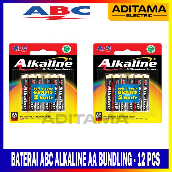 BATERAI ABC ALKALINE AA A2 BUNDLING 2 ISI 12 BATERAI/ BATTERY ABC ALKALINE AA/A2-12Pcs