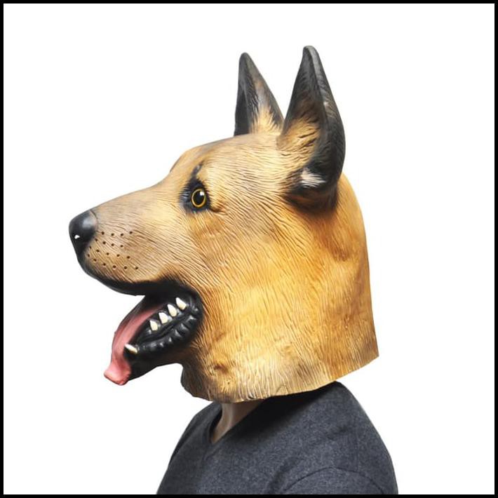 Dog Police Mask Topeng Anjing Herder Bahan Latex Full Head Bagus