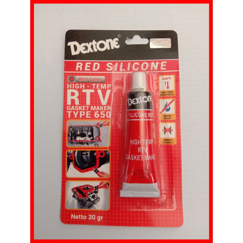 Dextone Red Silicone 30 gram Lem paking/gasked