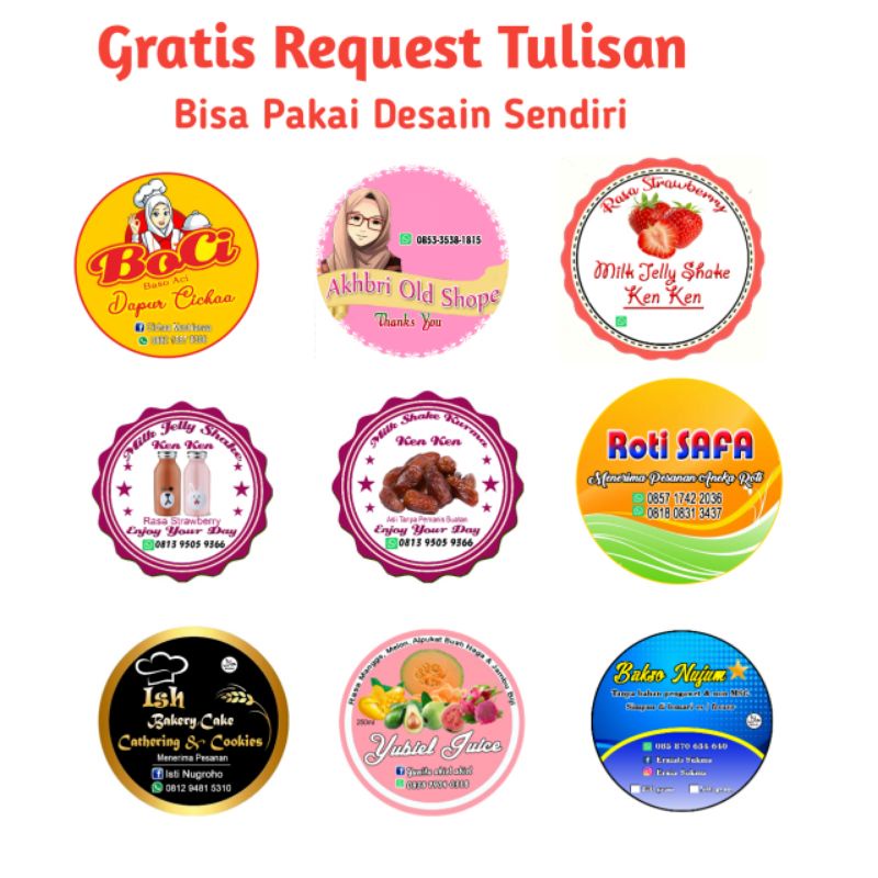 Cetak Stiker produk/stiker label/stiker makanan Gratis Desain Custom