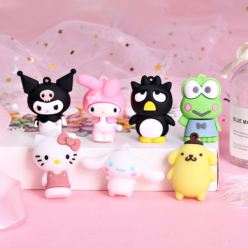 Cute Melody Kuromi Keychain Pendant Cartoon Doll Ornaments Epoxy Pudding Dog Frog Melody Toy