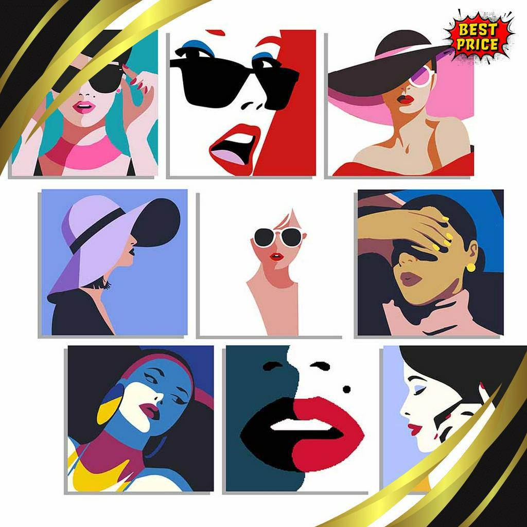 

TRENDING Paint by number Fashion series Frame canvas 2 x 2 cm