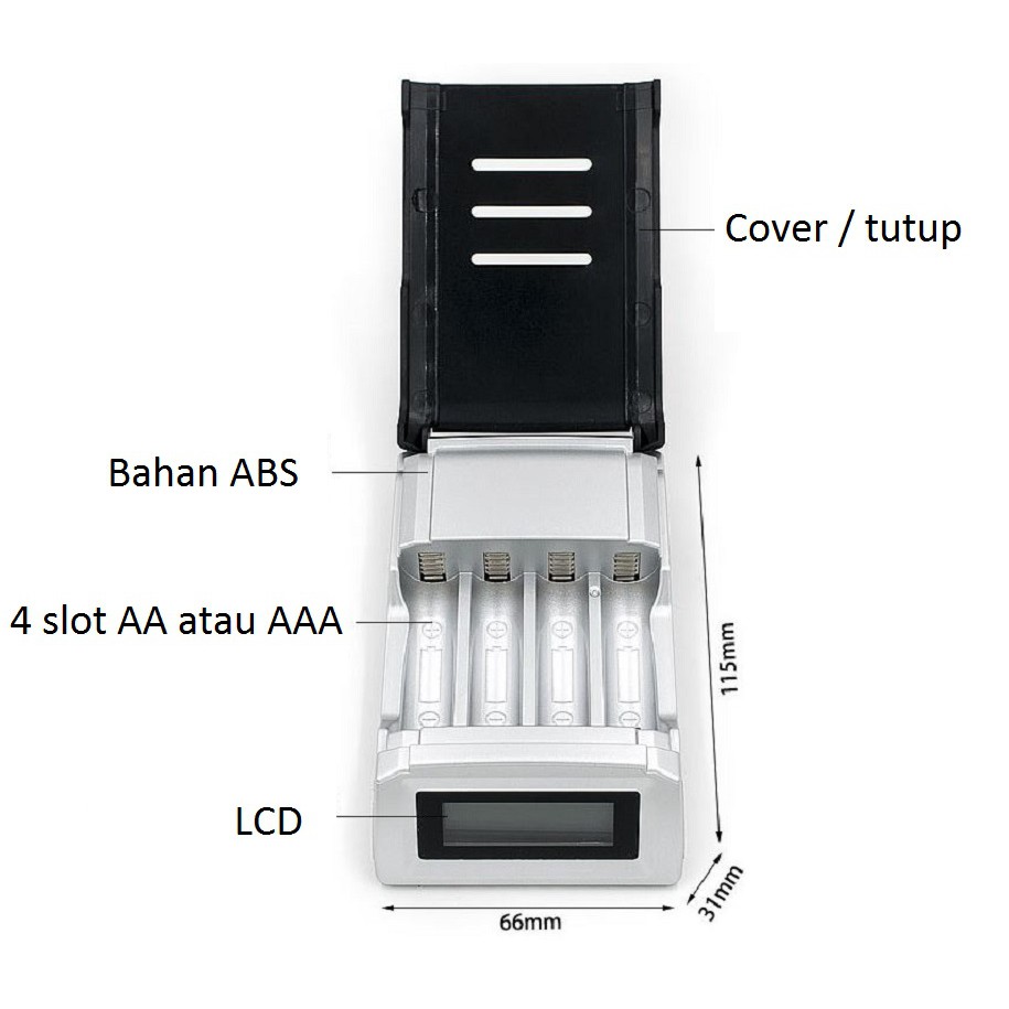 Smart &amp; Quick charger 4 in 1 pengecas baterai AA/AAA rechargeable cas isi ulang batere battery