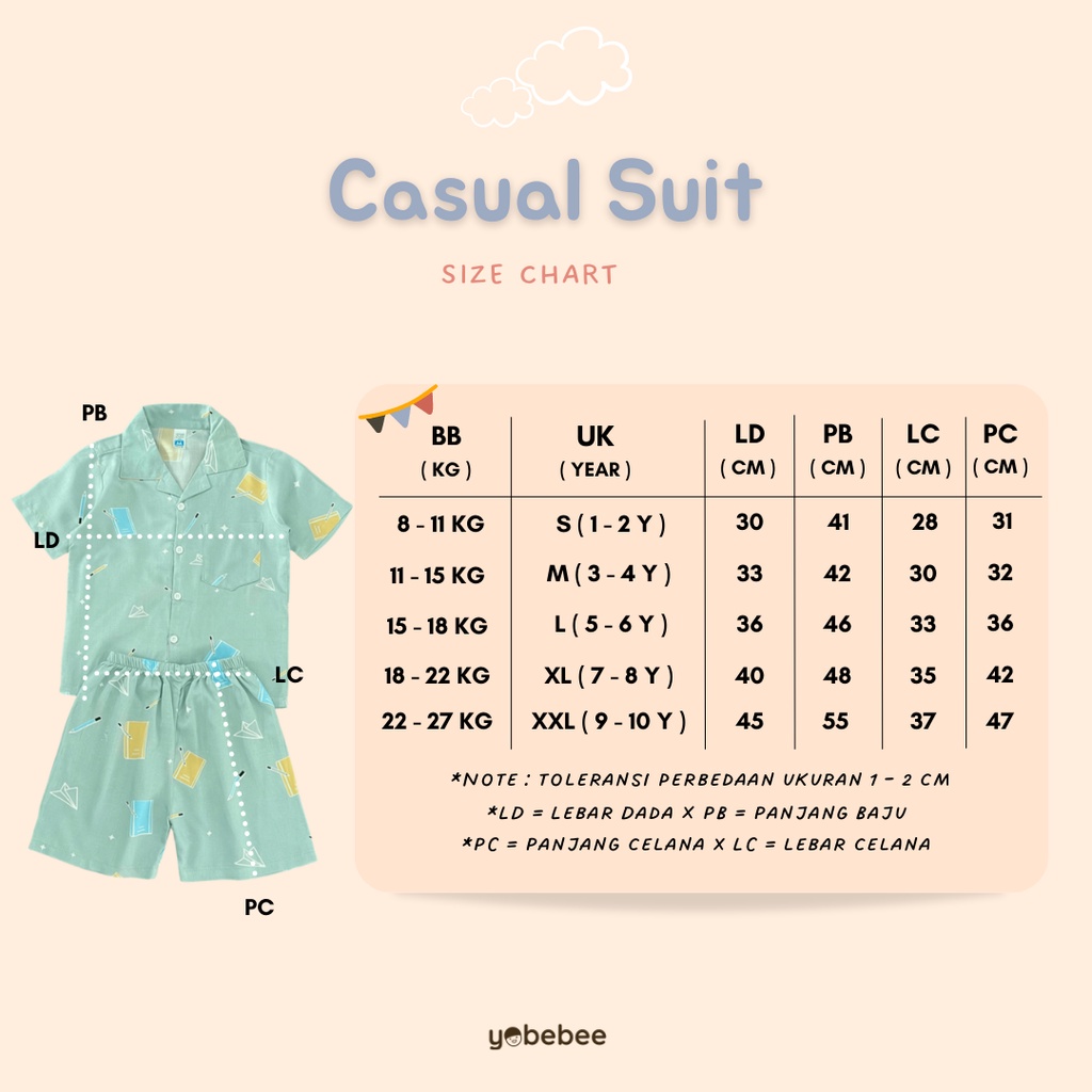 Yobebee Casual Suit Setelan Rayon Anak Usia 2 3 4 6 8 10 Tahun Baju Tidur Piyama Pajamas Kids Motif Karakter Oneset Model Baju Harian Santai Anak Laki Laki Perempuan Cowok Cewek