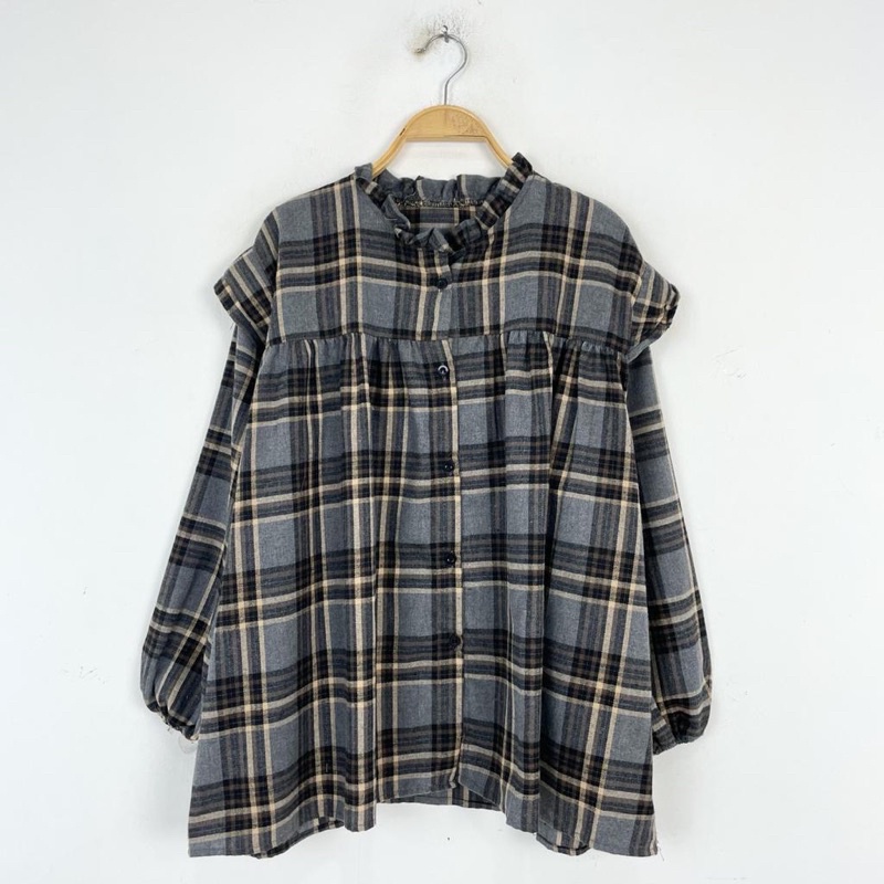 KEMEJA WANITA / kemeja wanita motif / kemeja wanita lengan panjang / kemeja batwing /kemeja-Foto 10
