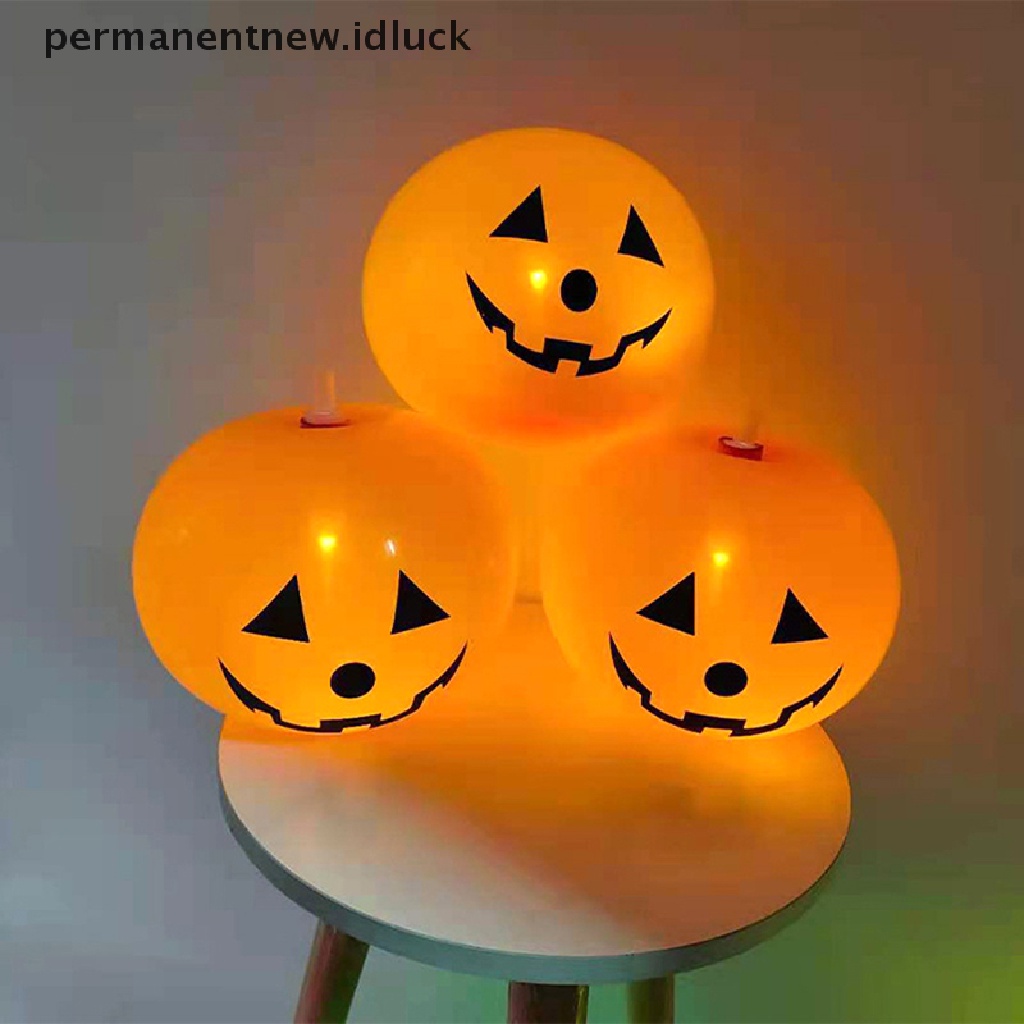 5 Pcs Balon Latex Bentuk Labu Dengan Lampu Led Untuk Dekorasi Pesta Halloween