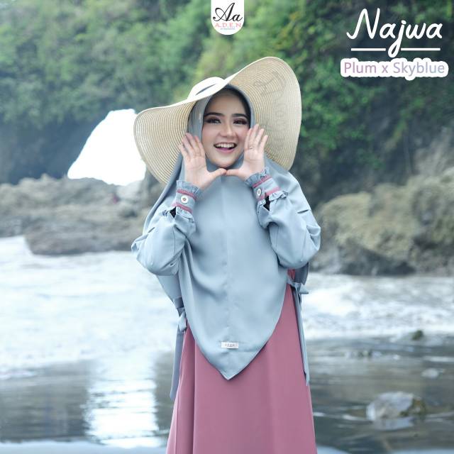 NAJWA DRESS SET BY ADEN HIJAB ORIGINAL | NAJWA PLUM SIZE S | RUMAH GAMIS BRANDED BERKUALITAS | BUSUI