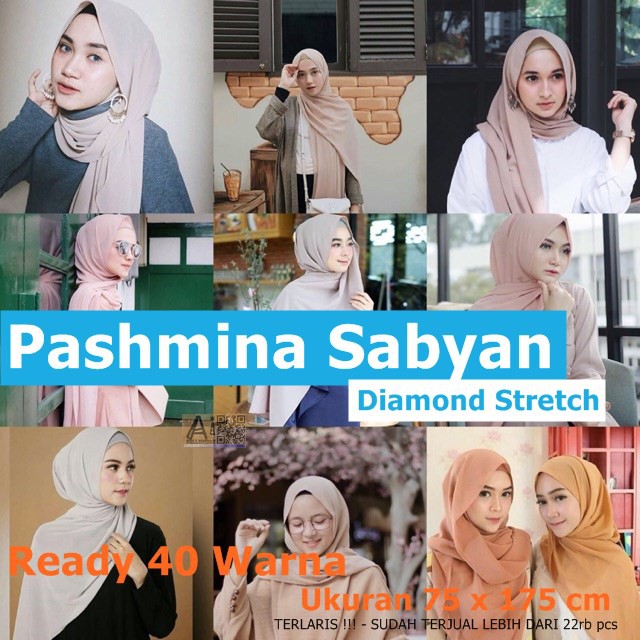 Jilbab Pashmina Sabyan Panjang Diamond Italiano Hijab Kerudung Pasmina