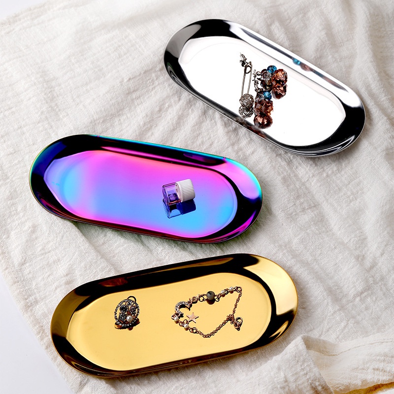 Nampan Piring Oval Love Kerang Emas Perak Tray Silver Stainless  Organizer Aesthetic Tray Dessert