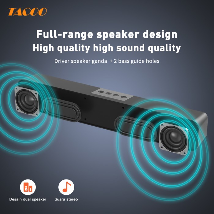 Tacoo X12 Wireless Speaker Bluetooth Tws 800Mah Soundbar Ultra Bass Murah Promo