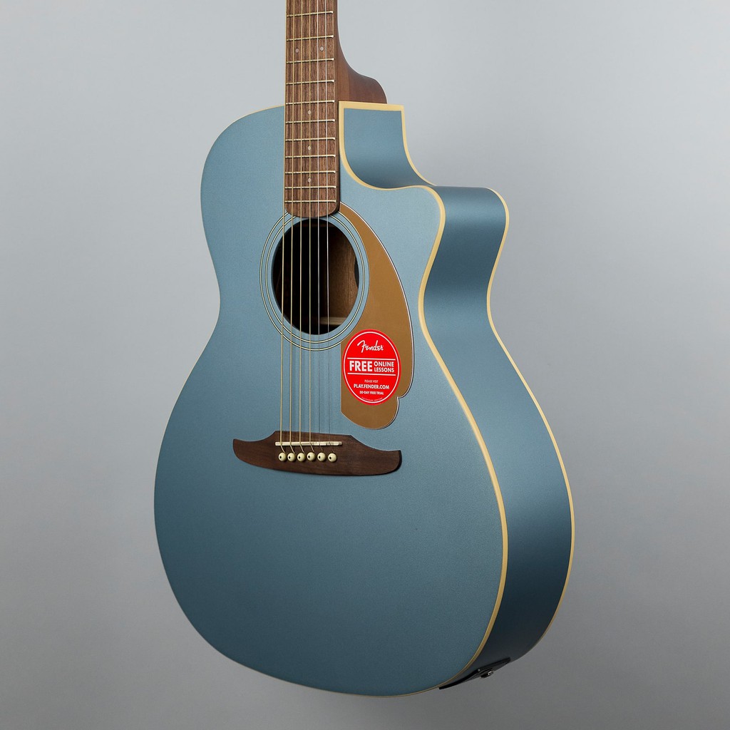 Fender California Newporter Player Medium-Sized Acoustic Guitar Walnut FB Ice Blue Satin