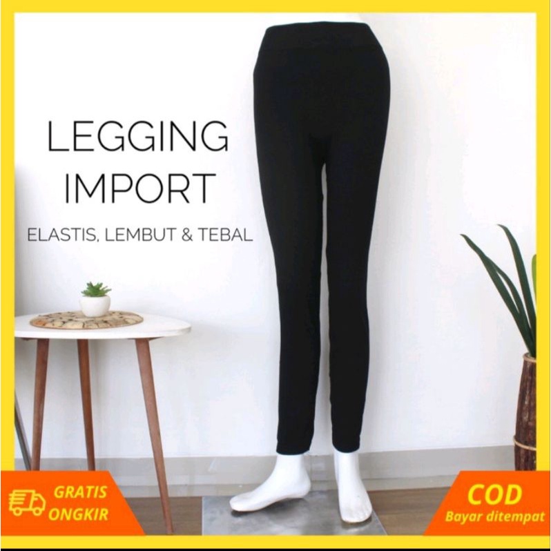 (COD)CELANA LEGGING IMPORT ELASTIS LEMBUT DAN TEBAL