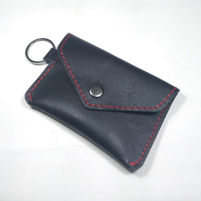 dompet stnk amplop kulit asli gantungan kunci hitam benang merah