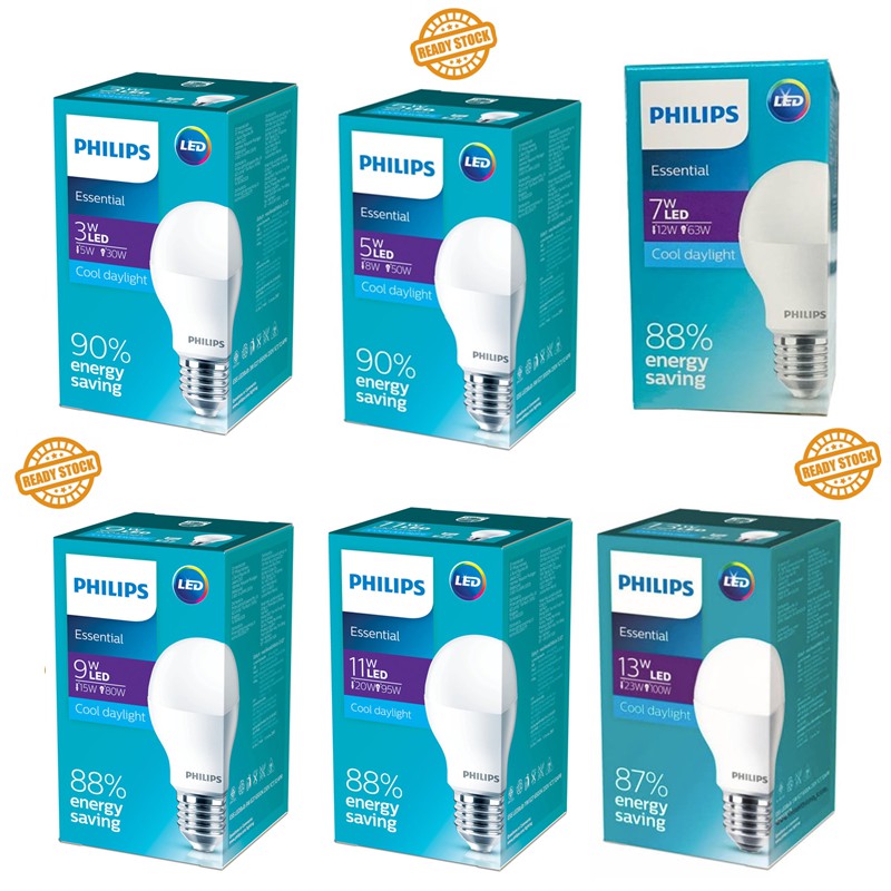 Lampu Philips LED Essential 3W 5W 7W 9W 11W 13W 15W Bulb Putih Kuning 3 5 7 9 11 13 15 W Watt Original Ori