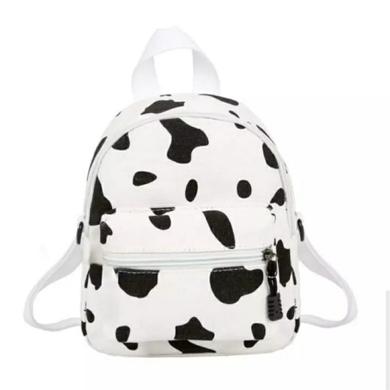 dem_sare / DS1094 - Tas Ransel Anak Sekolah Mini Terbaru Motif Sapi lucu Tas Ransel Anak Sekolah Backpack Mini Motif Cow-Putih