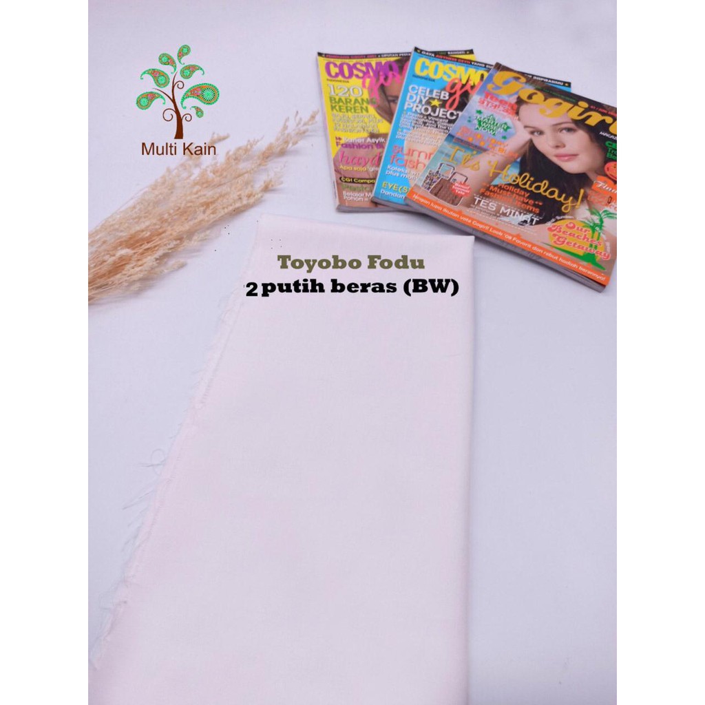 Bahan Multi kain katun cotton toyobo FODU (COPYRIGHT, TERDAFTAR) asli premium-FODU2 putih beras