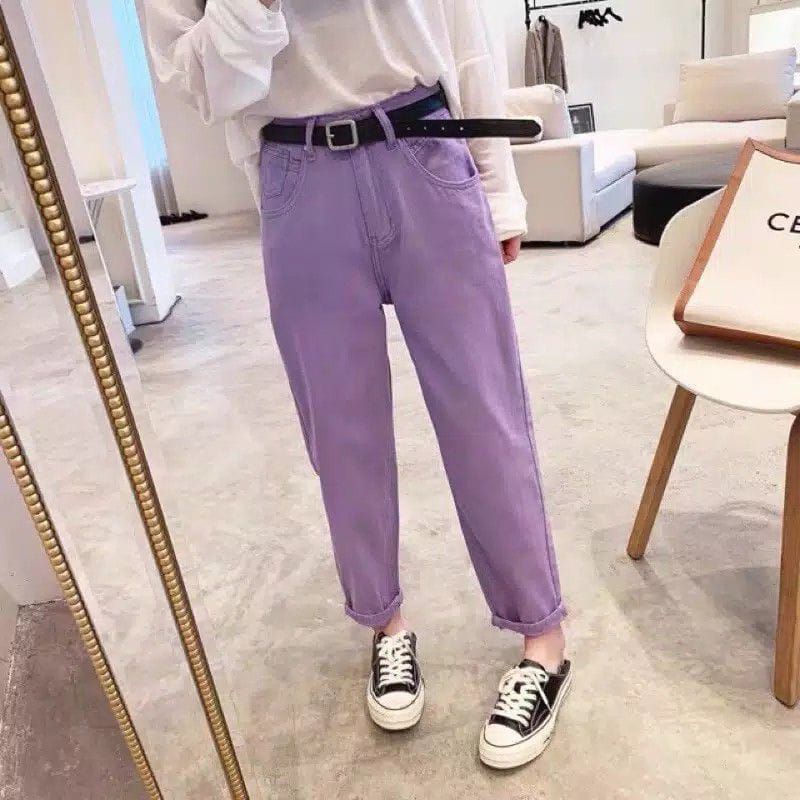 BF CELANA BOYFRIEND JEANS WANITA BLACK AND WHITE//CELANA JEANS PANJANG WANITA