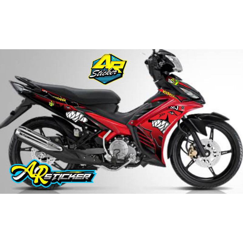 Striping stripping stiker sticker Jupiter Mx 135 Variasi Pariasi New merah biru hitam hiu shark