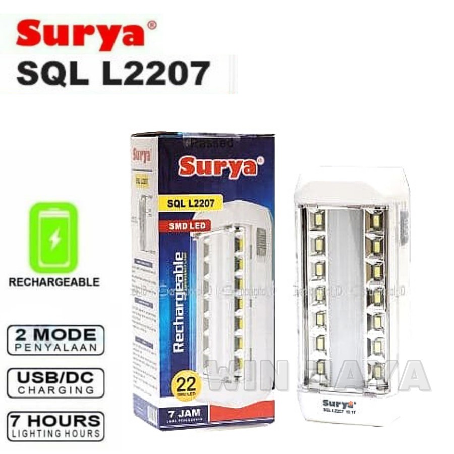 LAMPU LED EMERGENCY SURYA SQL L-2207 22 SMD LED SENTER DARURAT