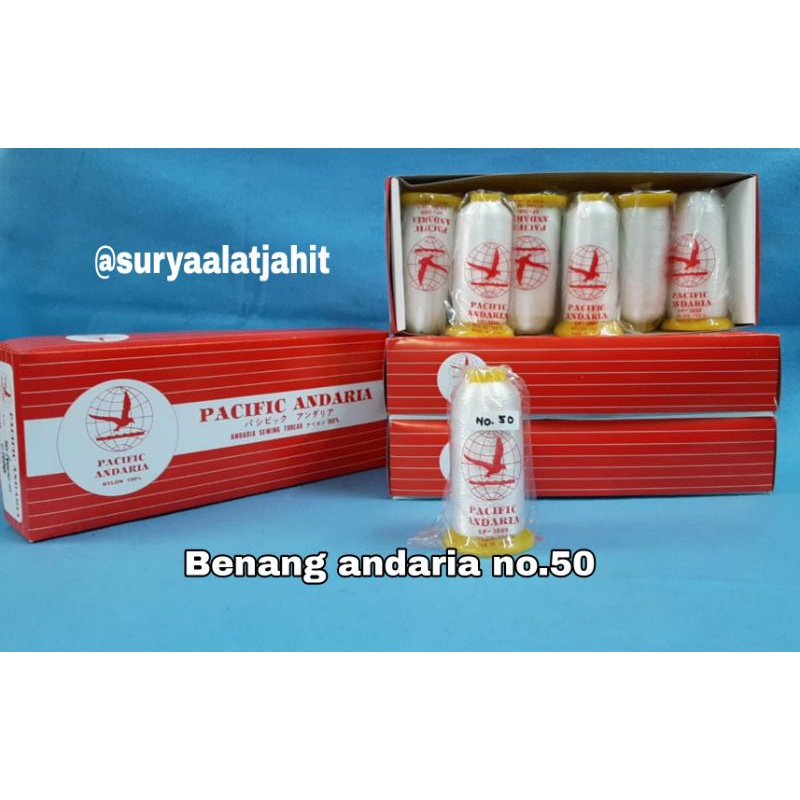 Benang Kenur no.20/30/40/50/60 Andaria Nylon 100% =rp.28.500/pcs