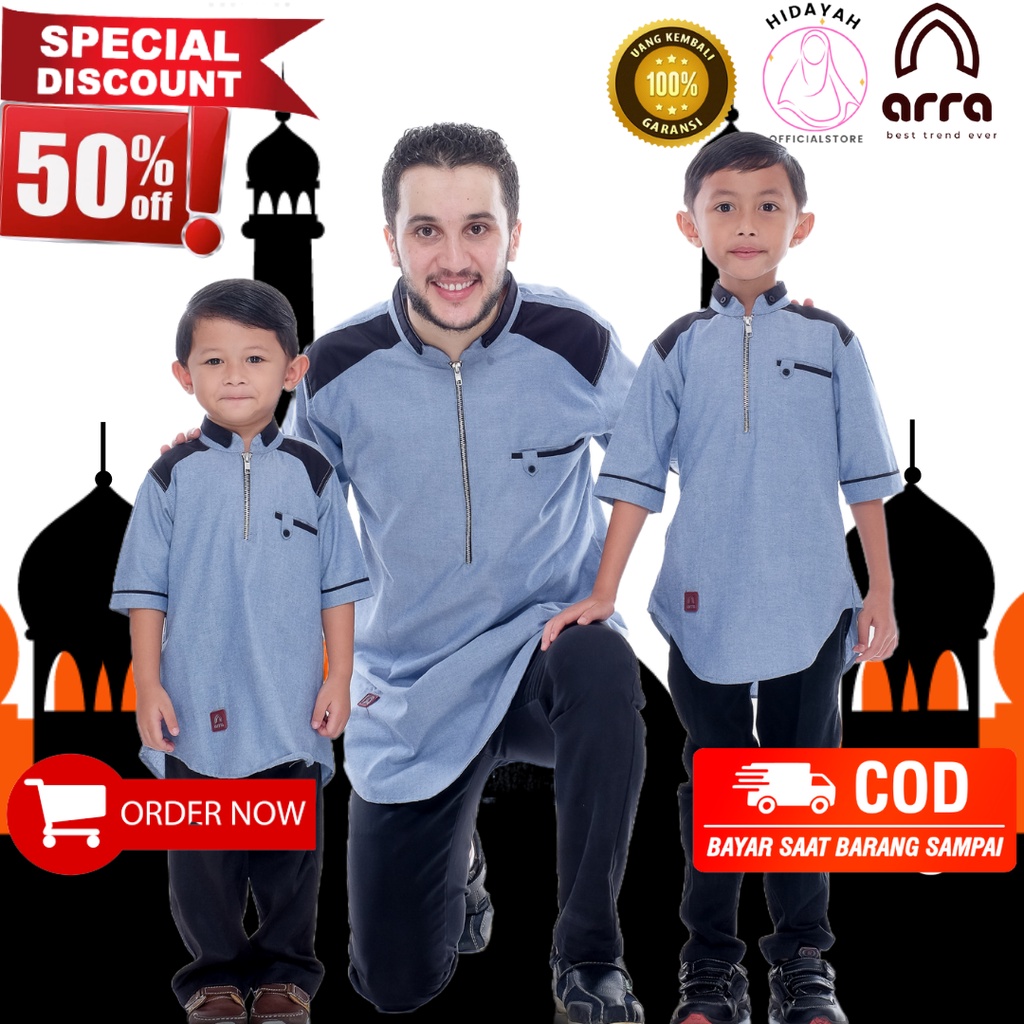 Baju Fashion Pakaian Koko Couple Sarimbit Kurta Pakistan Keluarga Premium Original Arra Series Ghazi