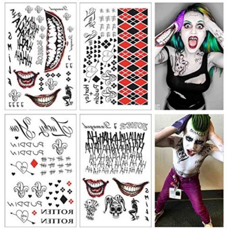 Tattoo Temporary Joker &amp; Harley Quinn Tato Temporer Hero DC Comic Tatto halloween