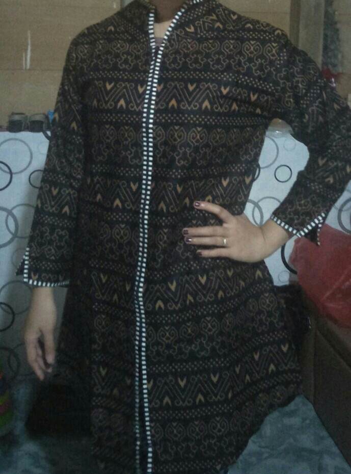 Batik Tunik Shibori Jumputan Terbaru Size S-3l / Hrb026 Yelbor Navbor / Biru Putih