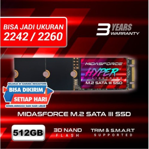 MIDAS FORCE M2 512GB M.2 SATA III SSD 2280 512GB HYPER LIGHTNING