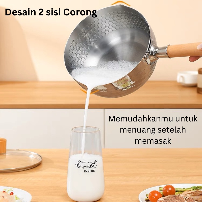 CEO Panci Susu Stainless Steel Serbaguna Set Dengan Tutup Kaca