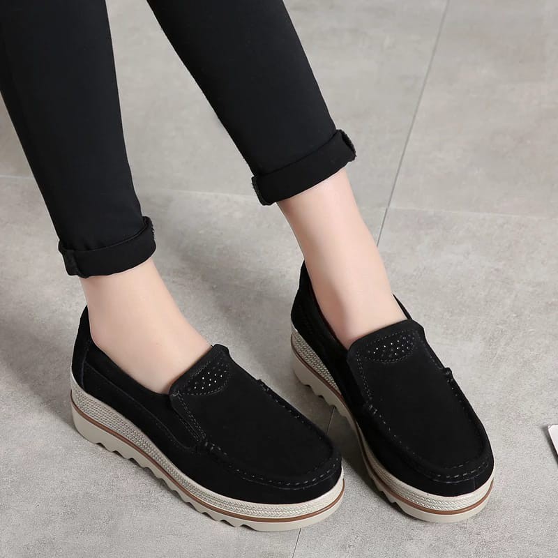 Sepatu Dari Karin sepatu wanita sepatu wedges kasual wanita suede sol 7cm KR-SW0034