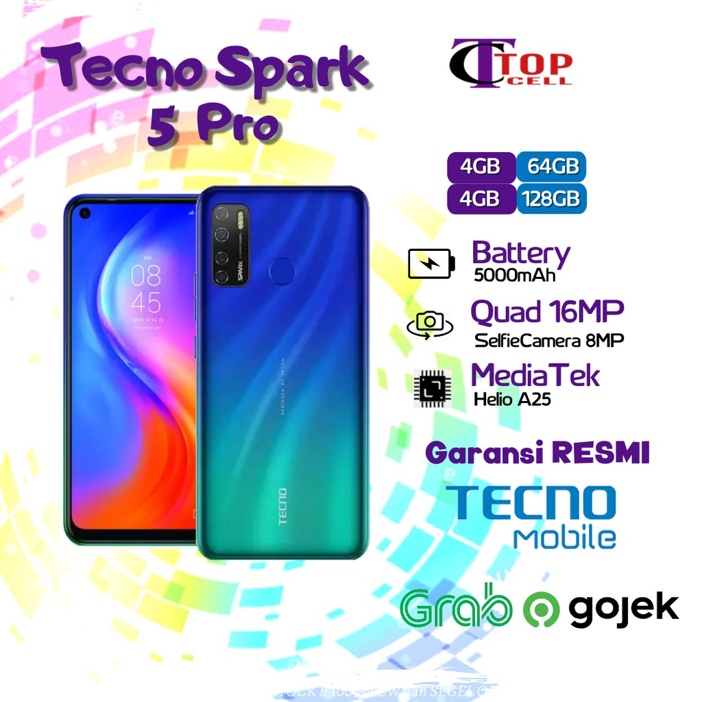 Tecno Spark 5 Pro 4GB+64GB 4GB+128GB Garansi Resmi Tecno