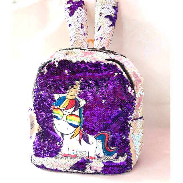 Tas Ransel LOL ukuran besar Sequin usap  Telinga bisa berubah warna / Tas ukuran besar