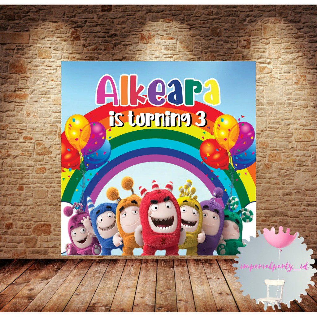 Custom Backdrop Banner Spanduk Happy Birthday Oddbods