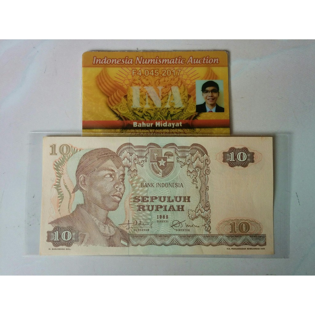 Uang Kuno Kertas Lama 10 Rupiah Tahun 1968 (XF)